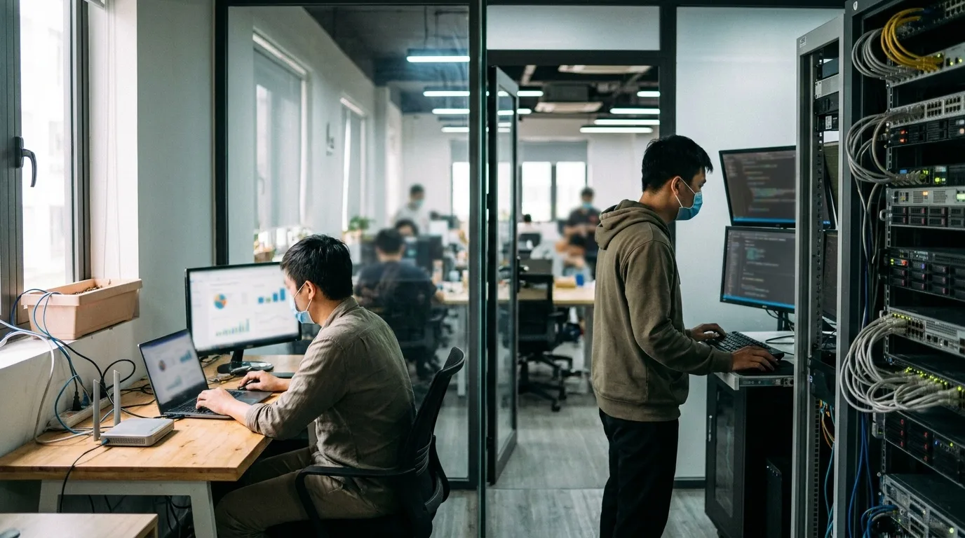 Cảnh văn phòng minh họa sự khác nhau giữa proxy dân cư và proxy datacenter